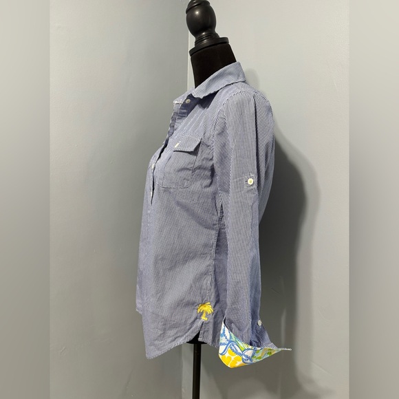 Lilly Pulitzer Button Down Gingham Lemon Detail Long Sleeve Shirt Women’s XS - Picture 3 of 12